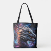 Grijze draak in de sterren tote bag (Achterkant)
