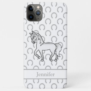 Grijze Dravende Paard Mooie Cartoon Illustratie Case-Mate iPhone Case