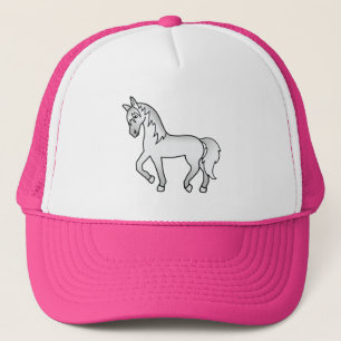 Grijze Dravende Paard Mooie Cartoon Illustratie Trucker Pet