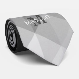 Grijze driehoek geometrische vierkantspatroon Mono Stropdas