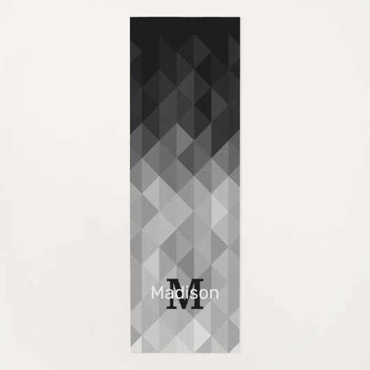 Grijze driehoek geometrische vierkantspatroon Mono Yogamat (Voorkant)