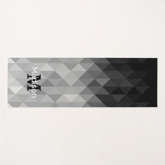 Grijze driehoek geometrische vierkantspatroon Mono Yogamat (Voorkant (horizontaal))
