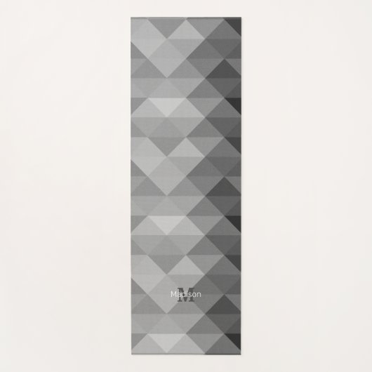 Grijze driehoek geometrische vierkantspatroon Mono Yogamat (Voorkant)