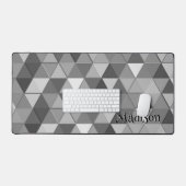 Grijze driehoek retro geometriepatroon Monogram Bureaumat (Keyboard & Muis)