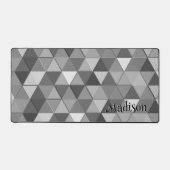 Grijze driehoek retro geometriepatroon Monogram Bureaumat (Voorkant)