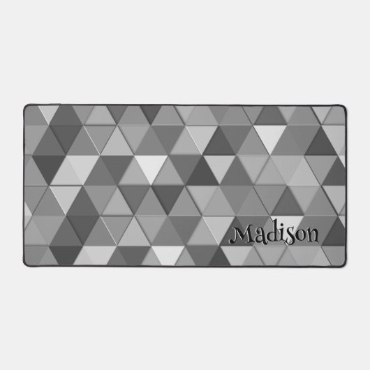 Grijze driehoek retro geometriepatroon Monogram Bureaumat (Voorkant)