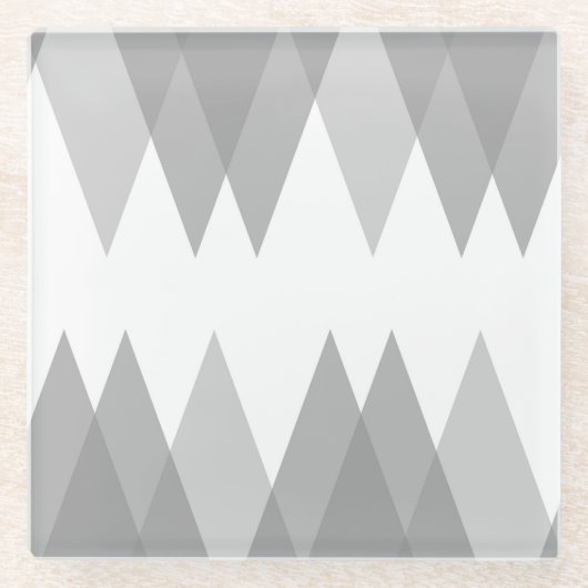 Grijze driehoeken glazen onderzetter (Voorkant)