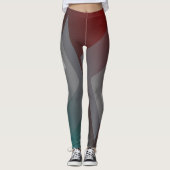 Grijze driehoeken op blauwgroen Bourgogne Leggings (Voorkant)