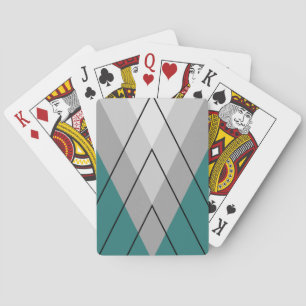 Grijze driehoeken op turquoise achtergrond pokerkaarten