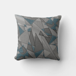 Grijze driehoekige sneeuw op blauwe achtergrond, r kussen