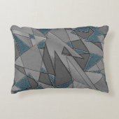 Grijze driehoeksnede met ruwe, donkerblauwe stukke accent kussen (Voorkant)
