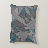 Grijze driehoeksnede met ruwe, donkerblauwe stukke accent kussen (Achterkant (Verticaal))