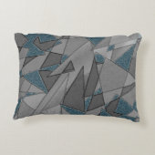 Grijze driehoeksnede met ruwe, donkerblauwe stukke accent kussen (Achterkant)