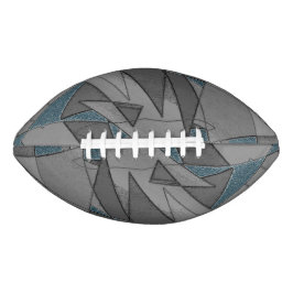 Grijze driehoeksnede met ruwe, donkerblauwe stukke american football