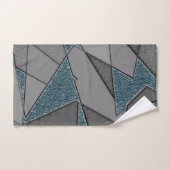 Grijze driehoeksnede met ruwe, donkerblauwe stukke bad handdoek (Handdoek)