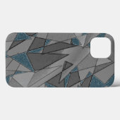 Grijze driehoeksnede met ruwe, donkerblauwe stukke Case-Mate iPhone case (Achterkant (horizontaal))