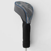 Grijze driehoeksnede met ruwe, donkerblauwe stukke golfheadcover (Schuin)