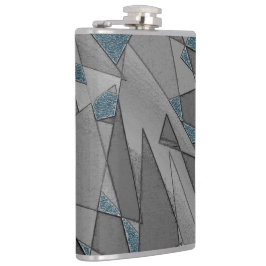 Grijze driehoeksnede met ruwe, donkerblauwe stukke heupfles