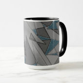 Grijze driehoeksnede met ruwe, donkerblauwe stukke mok (Voorkant rechts)