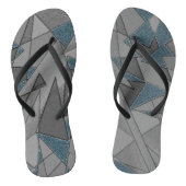 Grijze driehoeksnede met ruwe, donkerblauwe stukke teenslippers (Voetbed)