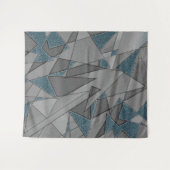 Grijze driehoeksnede met ruwe, donkerblauwe stukke wandkleed (Voorkant (horizontaal))