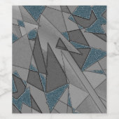 Grijze driehoeksnede met ruwe, donkerblauwe stukke wijn etiket (Enkel label)