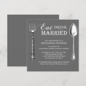 Grijze Drink en huwelijksrepetitie Kaart (Voorkant / Achterkant)
