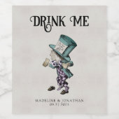 grijze Drink Ik donkerder Mad Hatterwijn Wijn Etiket (Enkel label)