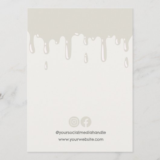 Grijze Drip Typografie Menu Bakkerij prijslijst (Achterkant)