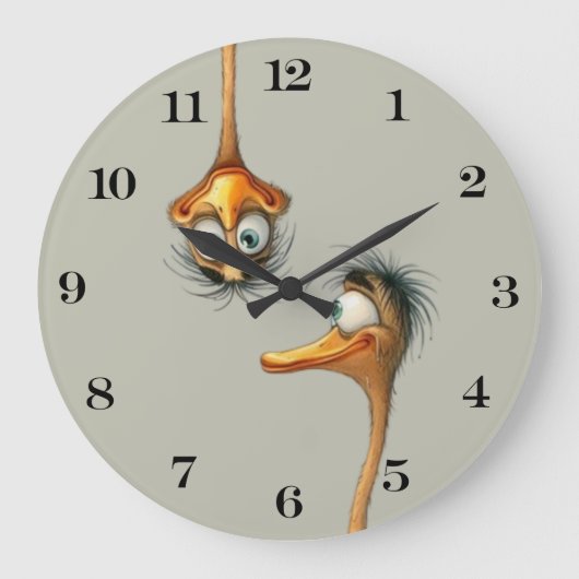 Grijze Duck Wall Clock Grote Klok (Voorkant)