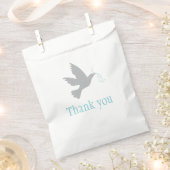 Grijze duif met blauwe linten bruiloft gunst tas bedankzakje (Geknipt)
