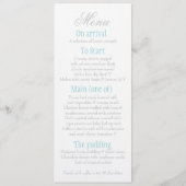 Grijze duif met het menu van het blauwe trouwdiner (Achterkant)