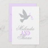 Grijze duif paarse lint formele bruiloft RSVP Kaart (Voorkant / Achterkant)