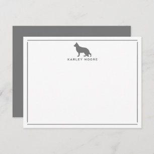 Grijze Duitse herdershond Modern Border Stationery Notitiekaartje