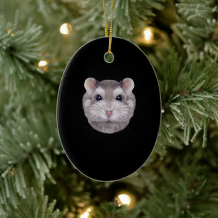Grijze dwerghamster keramisch ornament