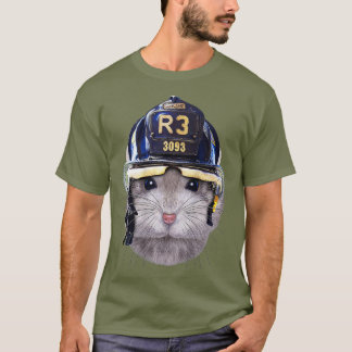 Grijze dwerghamster met brandweerhelm t-shirt