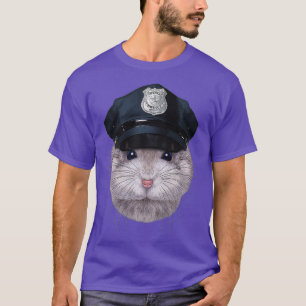 Grijze dwerghamster met Pet van politieagent T-shirt