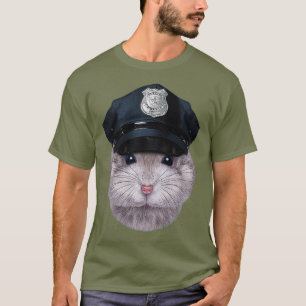 Grijze dwerghamster met Pet van politieagent T-shirt
