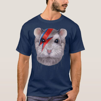 Grijze dwerghamster met rode bliksemschicht aan t-shirt