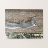 Grijze eekhoorn op boomstam legpuzzel (Horizontaal)