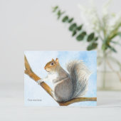 Grijze eekhoorn Waterverf Briefkaart schilderen (Staand voorkant)