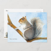 Grijze eekhoorn Waterverf Briefkaart schilderen (Voorkant / Achterkant)