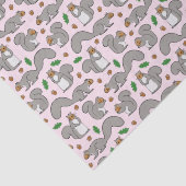 Grijze eekhoorns op roze tissuepapier (Detail)