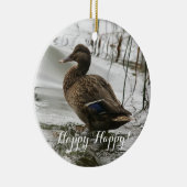 Grijze eend op donker het meer keramisch ornament (Rechts)