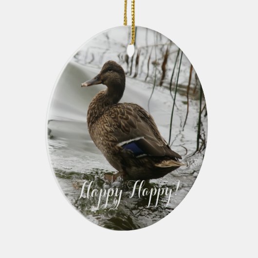 Grijze eend op donker het meer keramisch ornament (Rechts)