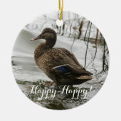 Grijze eend op donker het meer keramisch ornament (Voorkant)