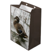 Grijze eend op donker het meer medium cadeauzakje (Achterkant Gekanteld)