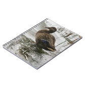 Grijze eend op donker het meer notitieboek (Linkerzijde)