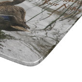 Grijze eend op donker het meer snijplank (Hoek)