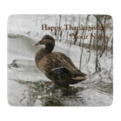 Grijze eend op donker het meer snijplank (Voorkant)